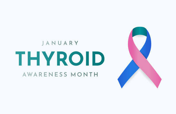 monat des schilddrüsenbewusstseins, januar. vektor - thyroid gland stock-grafiken, -clipart, -cartoons und -symbole