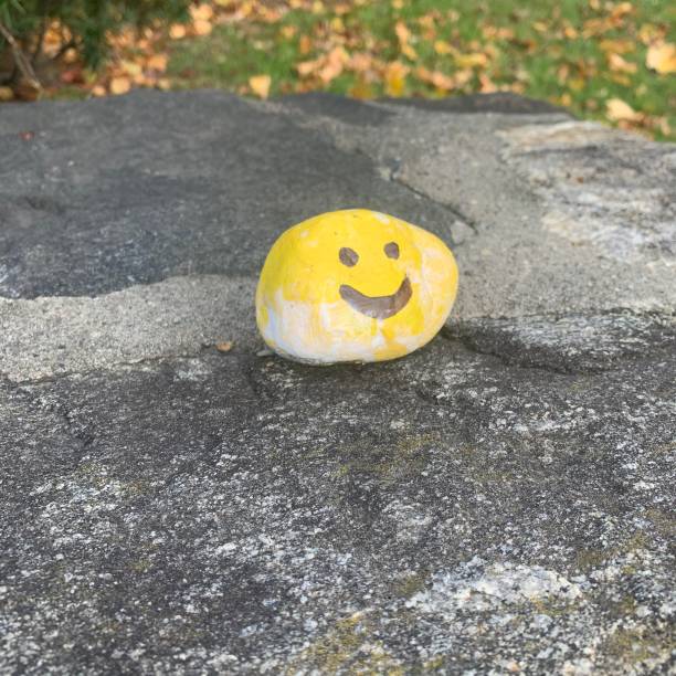 Found this really cute yellow painted rock on a stone wall when I went to get fresh air one day. I was in a crappy mood and I happened to look up and there is was. A little something to brighten my day. A smiley face, a happy face.