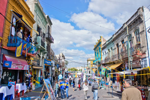 Buenos Aires, Old city street view, Caminito, La Boca, Argentina, South America Buenos Aires, Old city street view, Caminito, La Boca, Argentina, South America la boca stock pictures, royalty-free photos & images