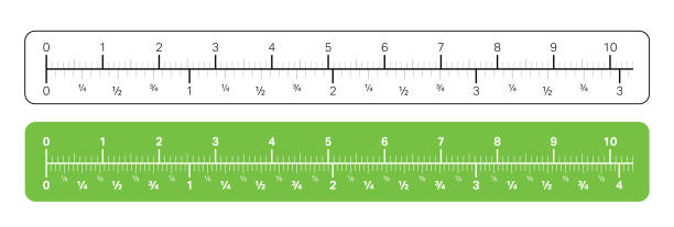 ilustrações, clipart, desenhos animados e ícones de régua com unidades métricas e imperiais - fraction sign