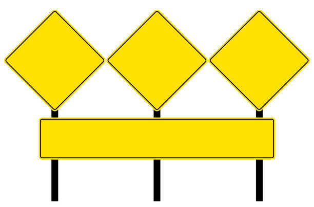 puste żółte znaki ostrzegawcze. - road sign sign three objects street stock illustrations