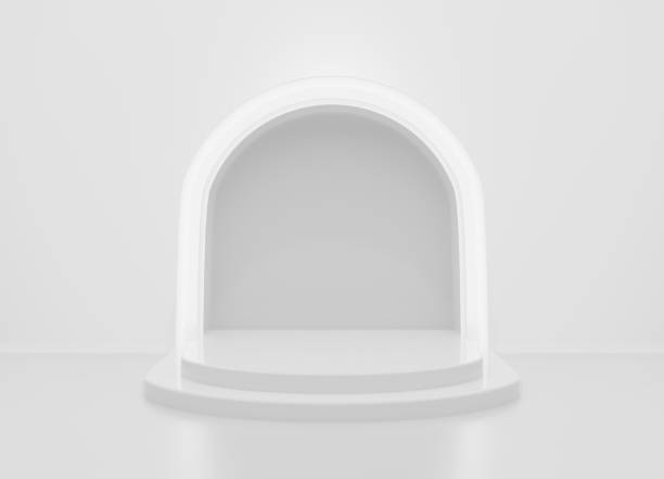 istock Minimalism luxury display product on white background. 3D render abstract illustration for poster, advertising, greeting card. copy space. 1356702076