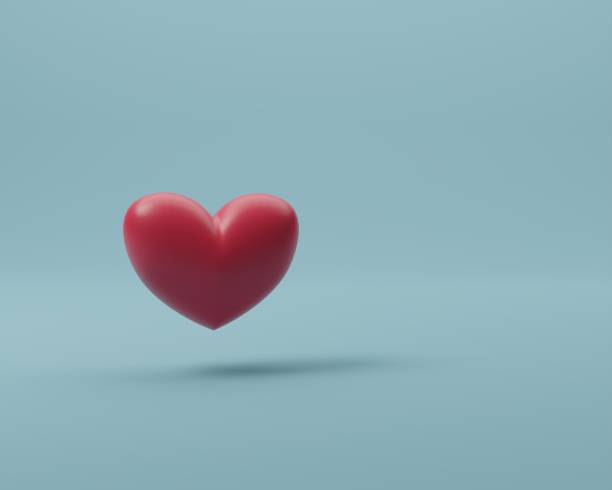 istock The red heart float on blue background. 3D Render minimal illustration with copy space. 1356702086