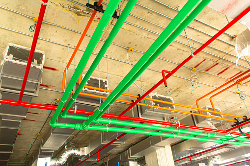 Pipeline In House Pipe Systems Pipeline On Building Stock Photo - Download Image Now ...