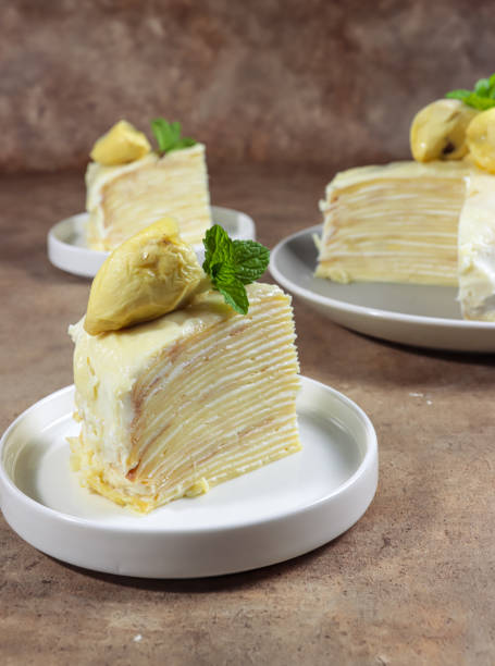 istock Durian Mille Crepes or thousand layer cake durian. 1356705617