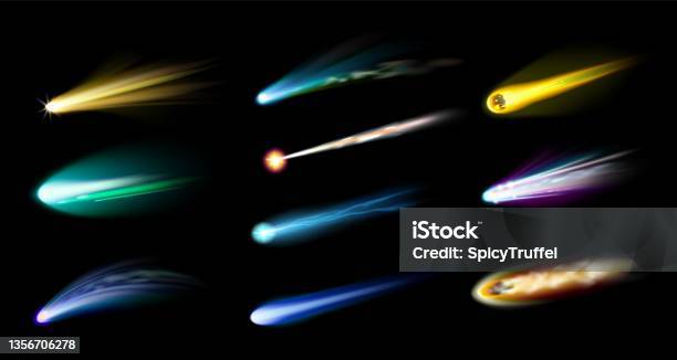 Bitmap Meteor Realistic Shooting Star 3d Falling Meteor Trails Comets Flares Fireball ...
