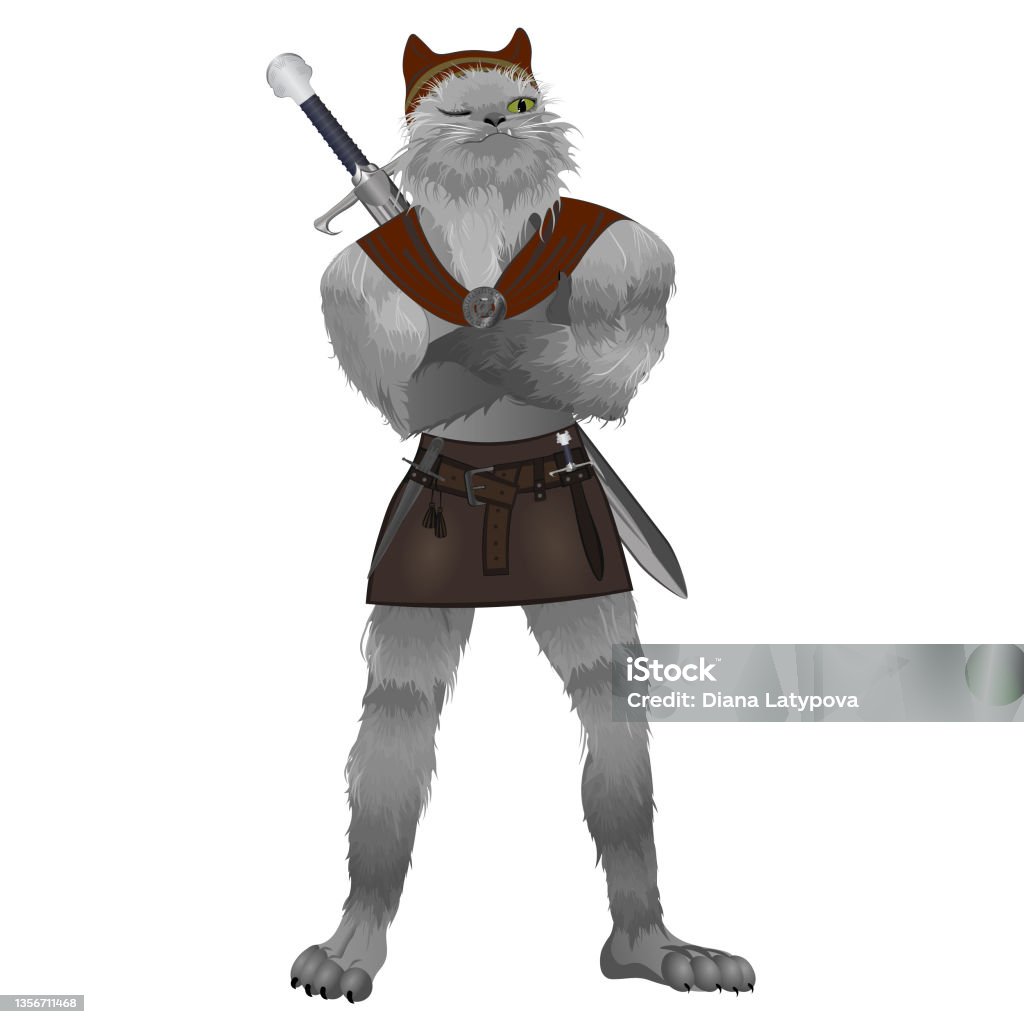 Vojenská brutální kočka s noži. Lovec příšer. Vektorová ilustrace - Bez autorských poplatků Armáda - Ozbrojené síly vektorové obrázky Vojenská brutální kočka s noži. Lovec příšer. Vektorová ilustrace - Bez autorských poplatků Armáda - Ozbrojené síly vektorové obrázky