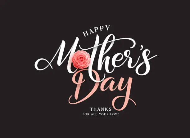 Vector illustration of Happy mother's day greeting text vector design. Mother's day greeting typography in black elegant