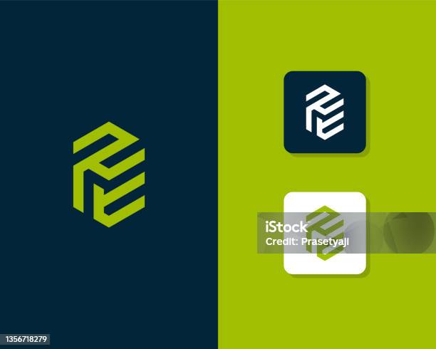 Logos Using The Letters R E Letter R E Logo Design Creative Minimal Monochrome Monogram Symbol ...