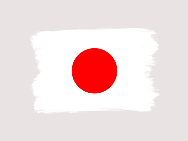 ilustraciones, imágenes clip art, dibujos animados e iconos de stock de ilustración del icono del símbolo de la bandera de japón diseñada con pincel seco - japanese flag flag japan illustration and painting