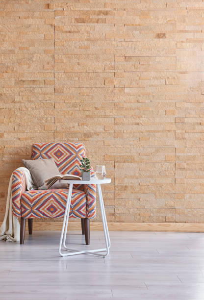 istock modern home interior raw brick wall with armchair pillow 1356720611