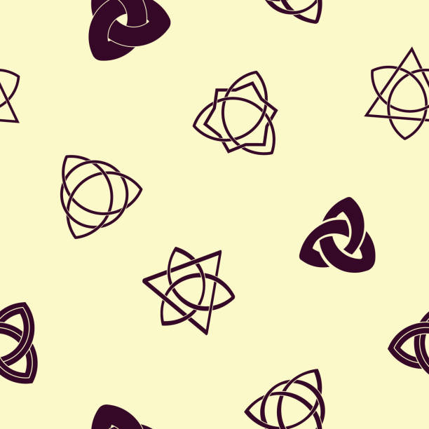 ilustrações de stock, clip art, desenhos animados e ícones de seamless pattern with ancient sign triquetra - celtic cross celtic culture triquetra cross shape