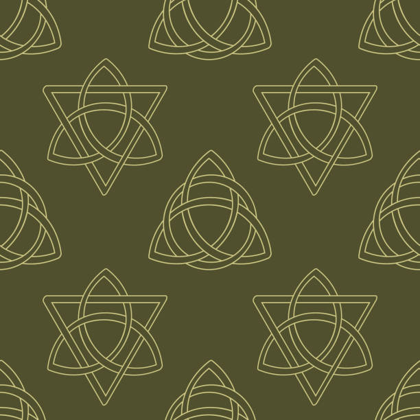 ilustrações de stock, clip art, desenhos animados e ícones de seamless pattern with ancient sign triquetra - celtic cross celtic culture triquetra cross shape