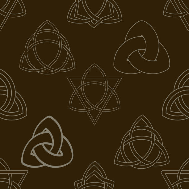 ilustrações de stock, clip art, desenhos animados e ícones de seamless pattern with ancient sign triquetra - celtic cross celtic culture triquetra cross shape