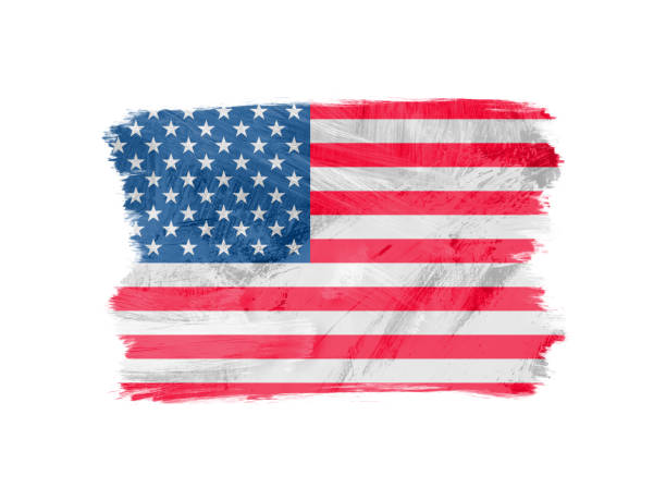 istock Flag symbol icon illustration of USA designed with dry brush 1356725113