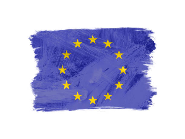 istock Flag symbol icon illustration of EU designed with dry brush 1356725149