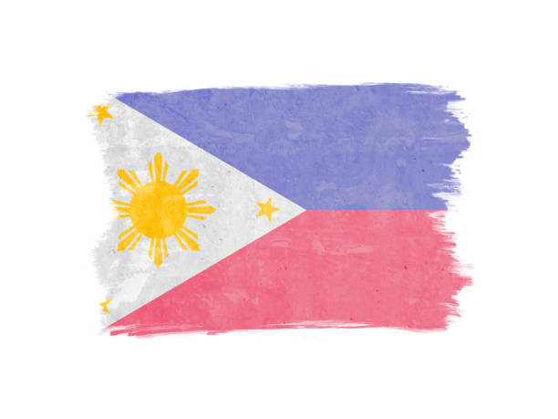 ilustrações, clipart, desenhos animados e ícones de ilustração do ícone do símbolo da bandeira das filipinas projetada com pincel seco - philippino flag