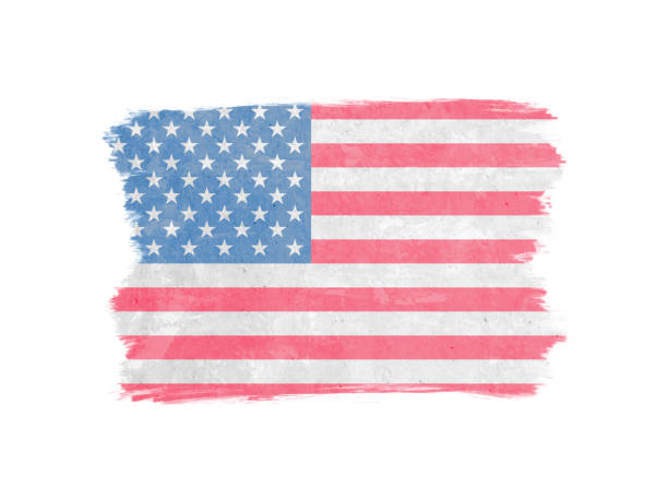 istock Flag symbol icon illustration of USA designed with dry brush 1356725263