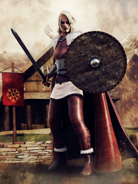 istock Viking woman warrior with a sword 1356725319