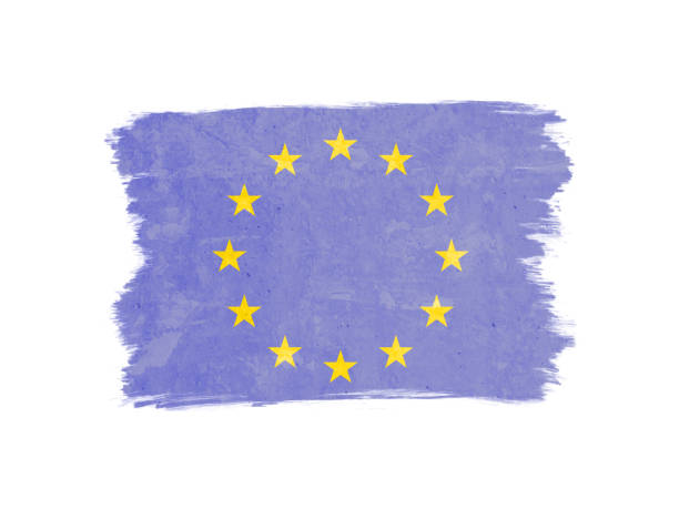 istock Flag symbol icon illustration of EU designed with dry brush 1356725340