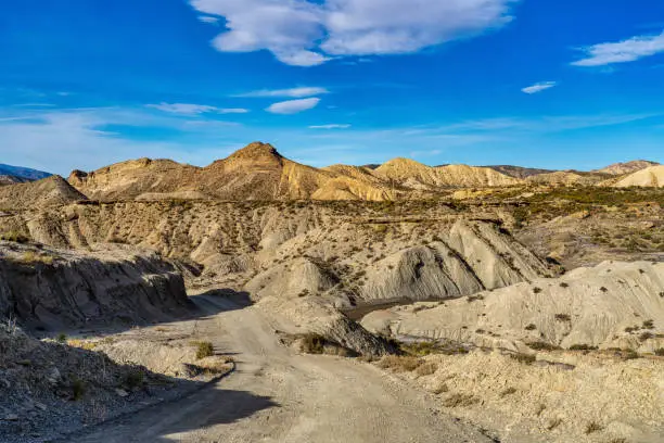 Tabernas desert, Desierto de Tabernas. Europe only desert. Almeria, andalusia region, Spain. Protected wilderness area and location for spaghetti western movies.