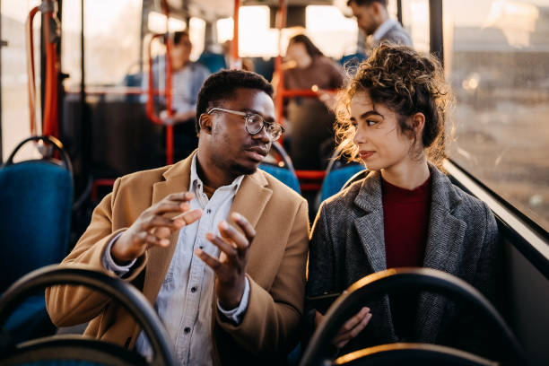 istock Having discussion on a city bus 1356740715