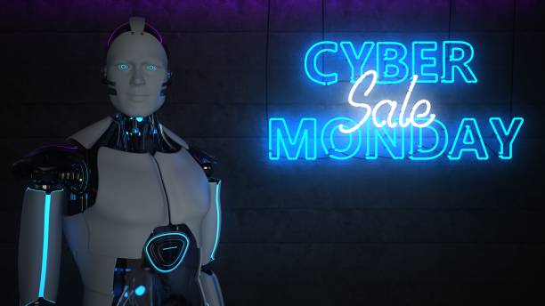 istock Robot Neon Sign Cyber Monday Sale 1356741279
