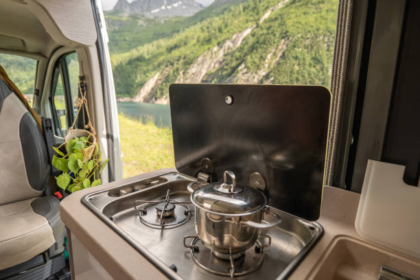 istock View from inside a camper-van with side door open to alpine mountain lake 1356743510