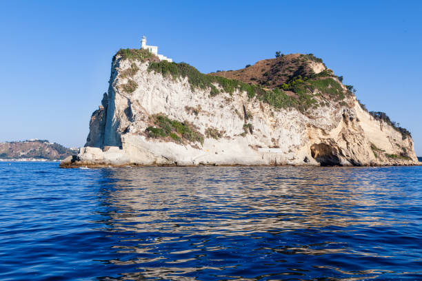 Cape Miseno Peninsula with Lighthouse stock photo