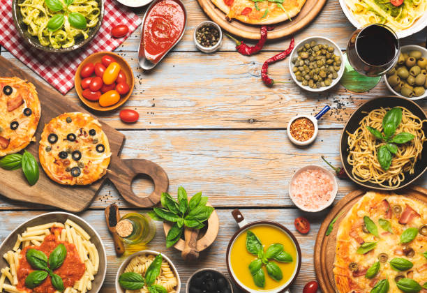 istock Table top view with Italian cuisine food set 1356745931