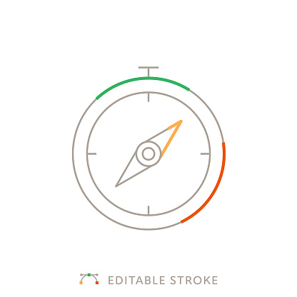 Navigational Compass Icon with Editable Stroke