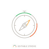 istock Compass Multicolor Line Icon with Editable Stroke 1356750319