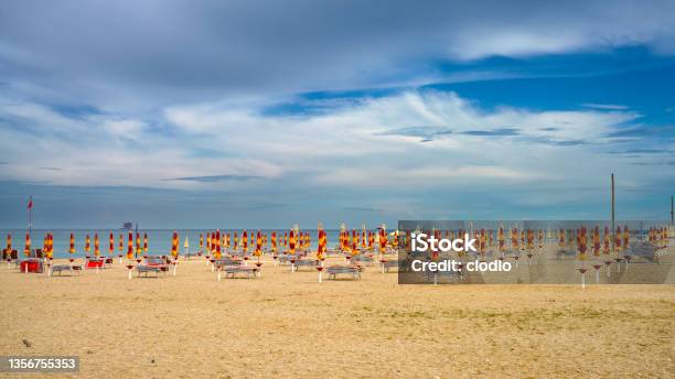 Beach Of Civitanova Marche At Springtime Stock Photo - Download Image Now - June, Sea, Beach
