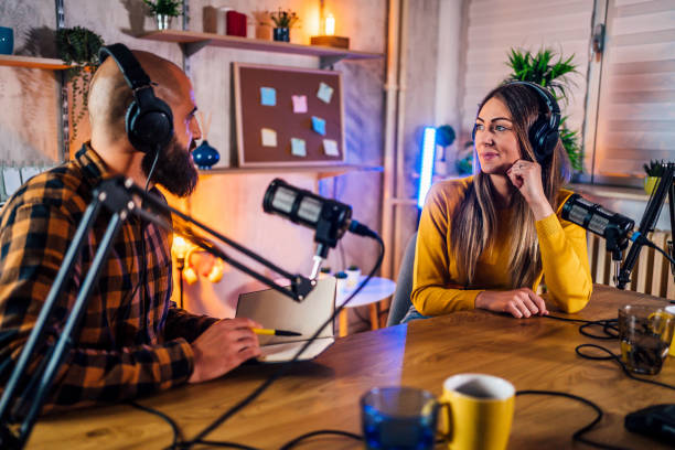 istock Radio host and guest recording interview 1356758498