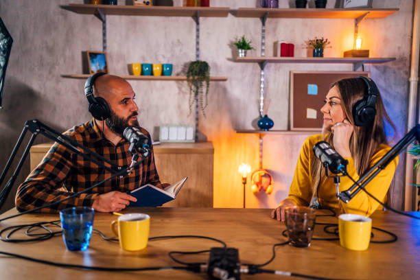 istock Colleagues recording podcast together 1356760122