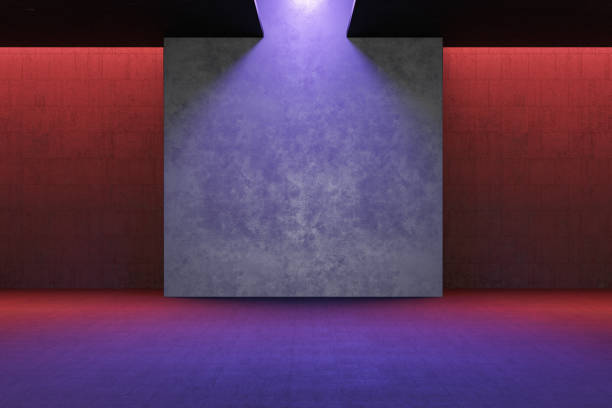 istock Abstract Room with Neon Lights and Concrete Wall 1356761613