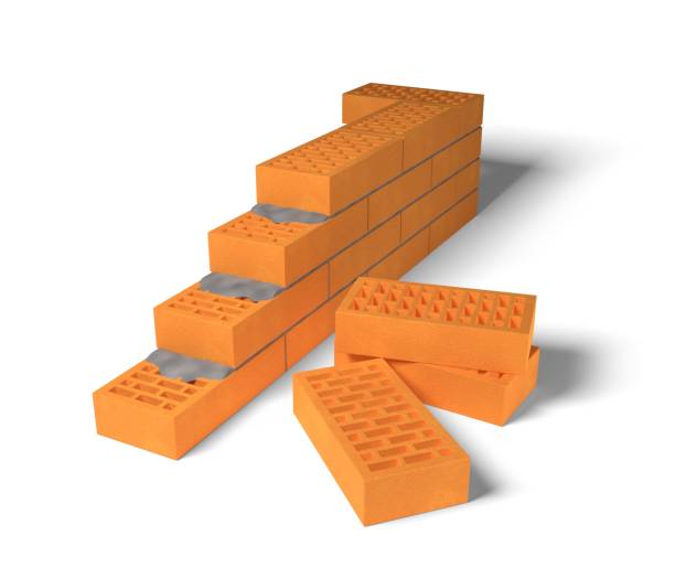 3d render illustration clay bricks isolated on white background. Realistic new red perforated ceramic bricks for industrial design. Clay bricks for house and wall construction. Building materials. ilustración de renderizado 3d ladrillos de arcilla aislados sobre fondo blanco. nuevos ladrillos cerámicos perforados rojos realistas para el diseño industrial. ladrillos de arcilla para la construcción de casas y paredes. materiales de construcción.