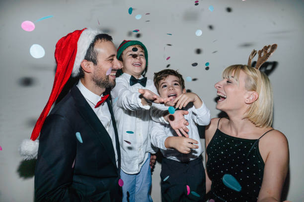 istock Happy family celebrating holidays 1356766081
