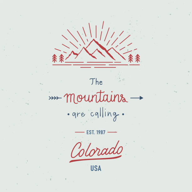 山々はコロラド州のハンドレタリングで呼び出しています - mountain states点のイラスト素材／クリップアート素材／マンガ素材／アイコン素材