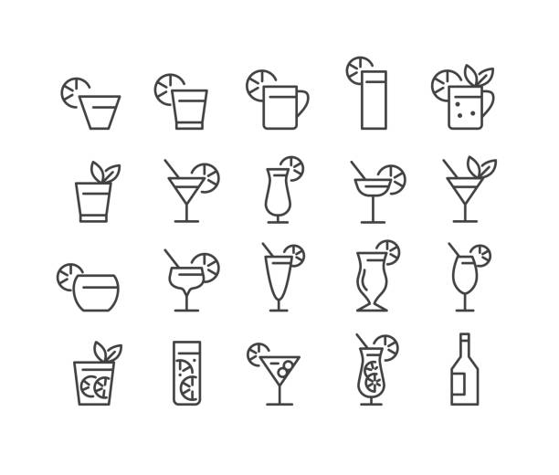 ilustrações de stock, clip art, desenhos animados e ícones de cocktail icons - classic line series - caipiroska