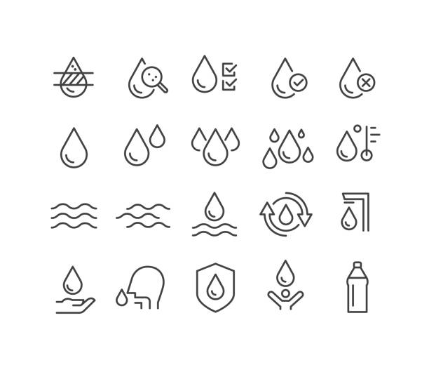 물 아이콘 - 클래식 라인 시리즈 - 물방울 stock illustrations
