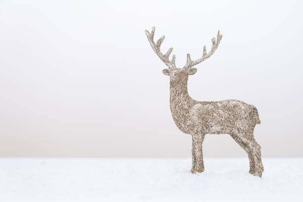 istock Decoration Christmas deer dear with snow white background copy space 1356774393