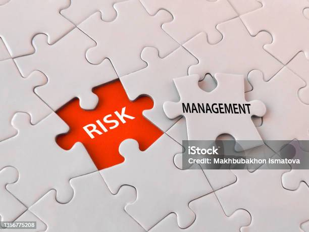 Risk And Management Text On Jigsaw Puzzle Stock Photo - Download Image