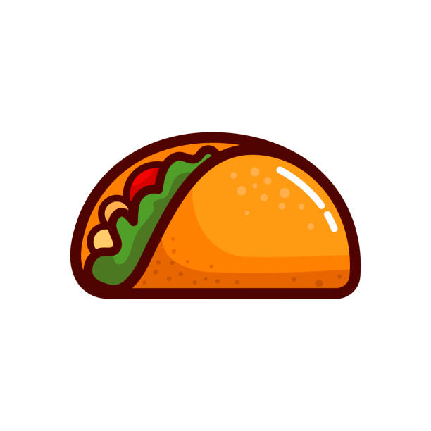 ilustraciones, imágenes clip art, dibujos animados e iconos de stock de vector icono de taco - tacos