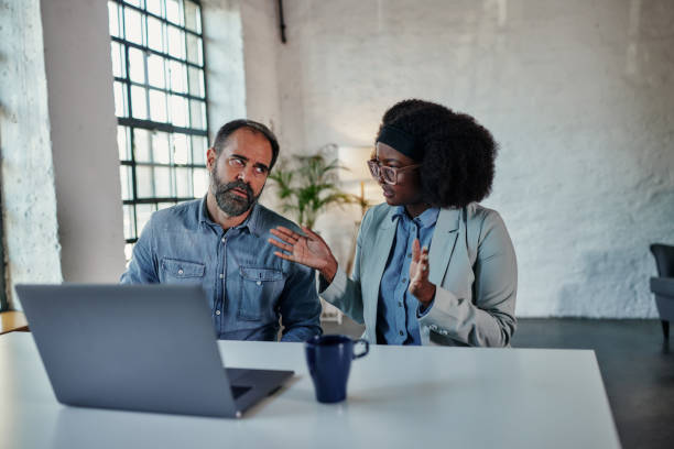 istock Couple arguing during online psychotherapy 1356777043