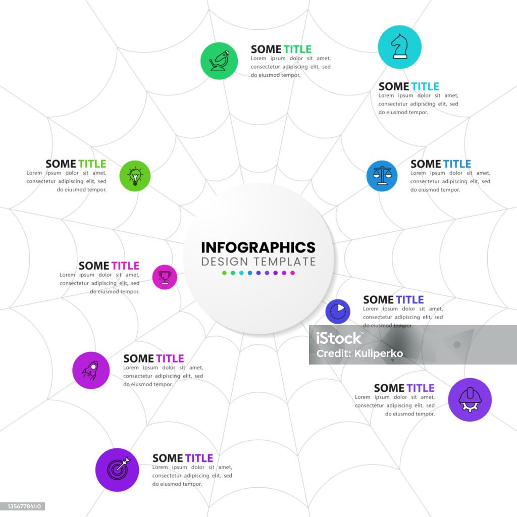 Infographic Template With Spider Web Business Concept Vector Stock ...