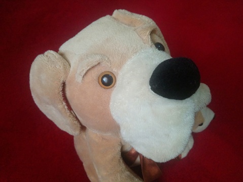 plush dog with its puppy - white and brown