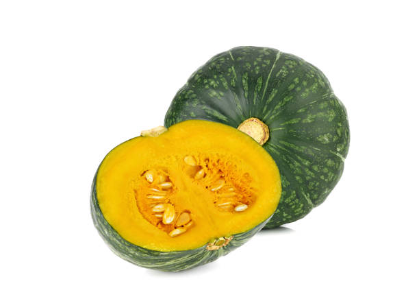 istock Green pumpkin isolated on the white 1356782872