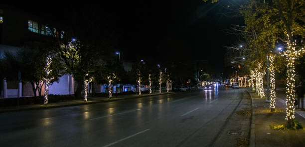 istock road with christmas trees in a greek town 1356785395