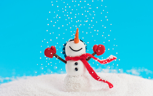 Cute snowman 3d character for Christmas and New Year greeting card